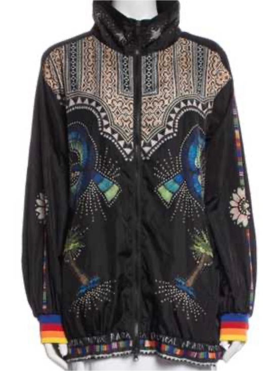 FARM Rio Jackets & Blazers - FARM Rio Black Bomber Jacket with Multicolor Tropical Accents